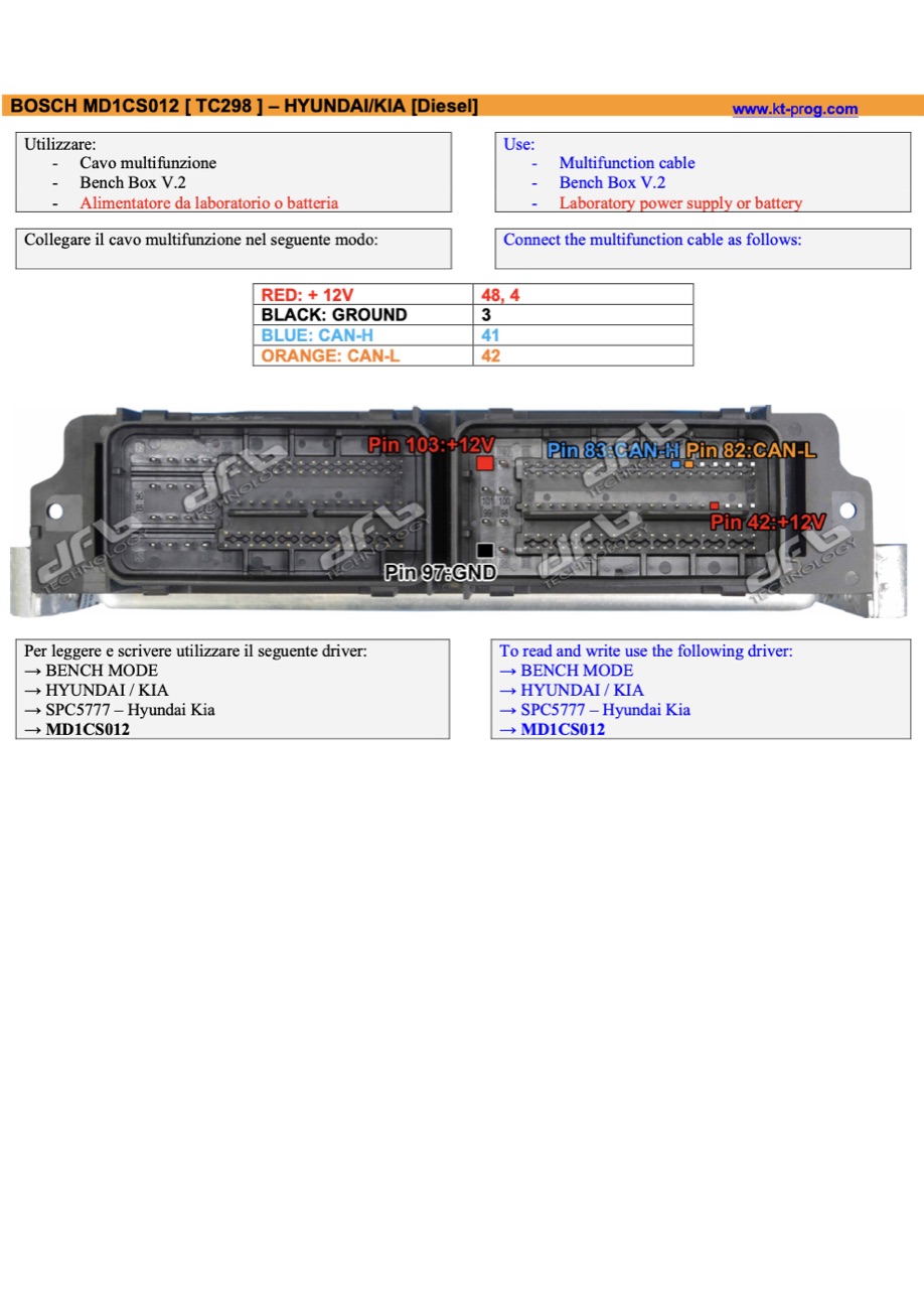 Podłączenie — BOSCH MD1CS012 [ TC298 ] – HYUNDAI/K (BENCH)