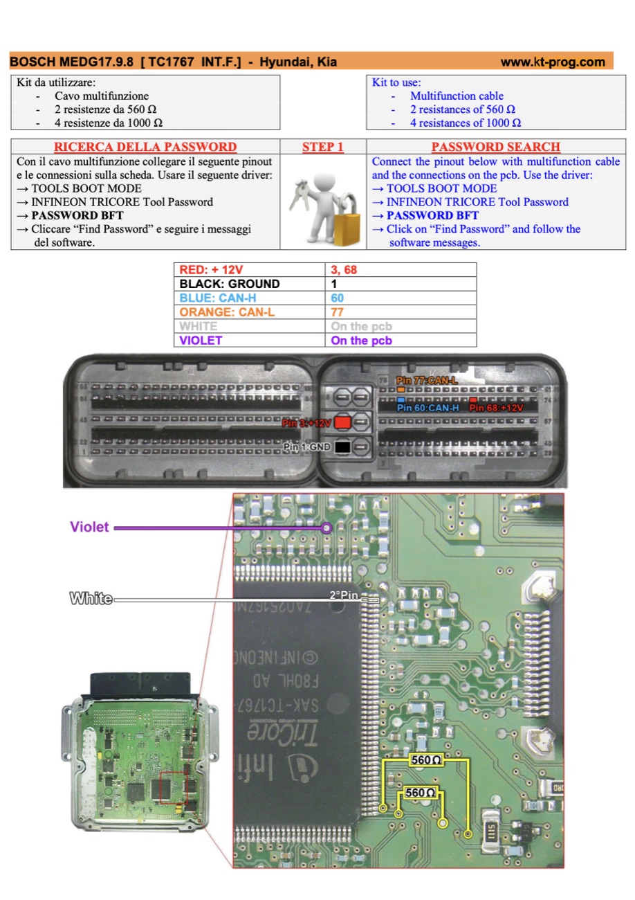 Podłączenie — BOSCH MEDG17.9.8 [ TC1767 INT.F.] -  (TRICORE)