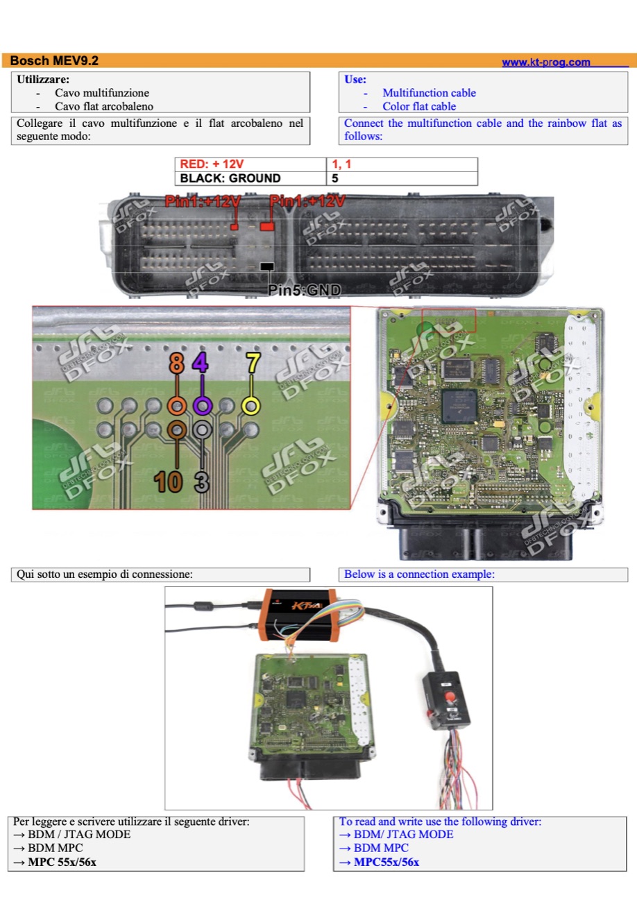 Schemat złącza — BOSCH MEV9.2 · manual DFOX (MPC55X)