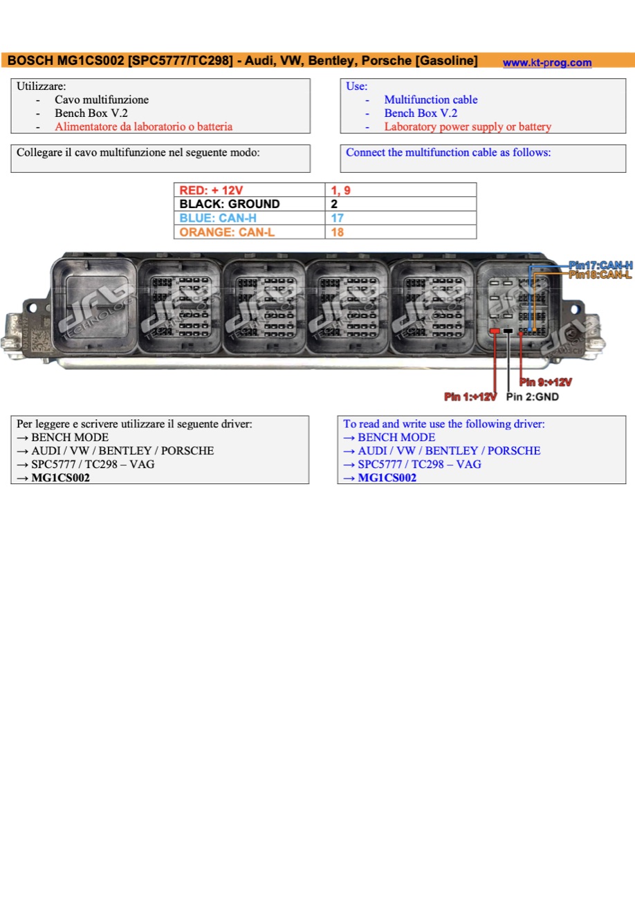 Podłączenie — BOSCH MG1CS002 [SPC5777/TC298] - AUD (BENCH)