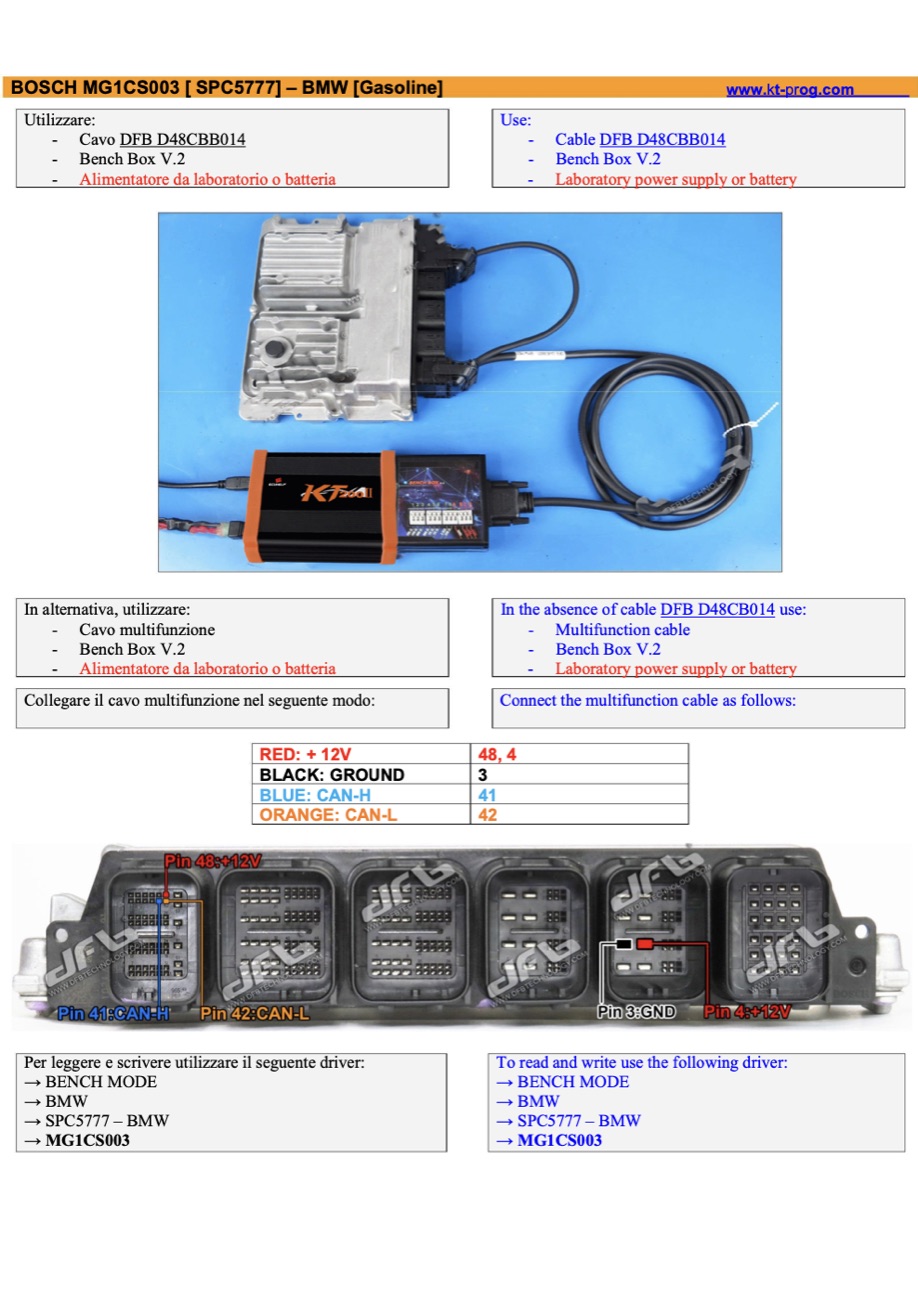 Podłączenie — BOSCH MG1CS003 [ SPC5777] – BMW [GAS (BENCH)