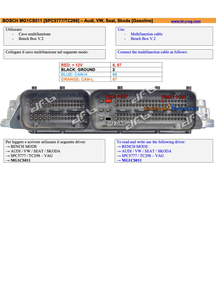 Podłączenie — BOSCH MG1CS011 [SPC5777/TC298] – AUD (BENCH)