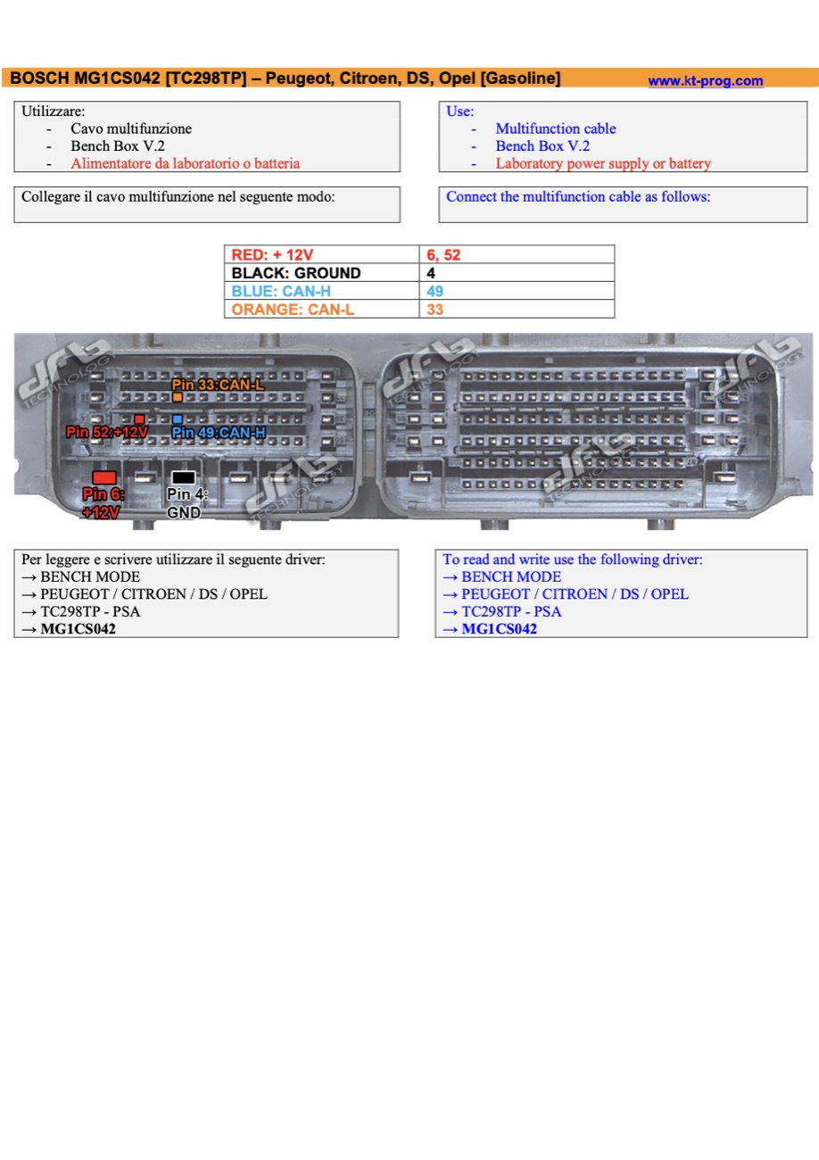 Podłączenie — BOSCH MG1CS042 [TC298TP] – PEUGEOT,  (BENCH)