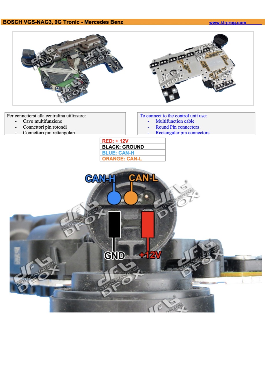 Schemat złącza — BOSCH VGS-NAG3, 9G TRONIC - MERCEDES BENZ · manual DFOX (MERCEDES)