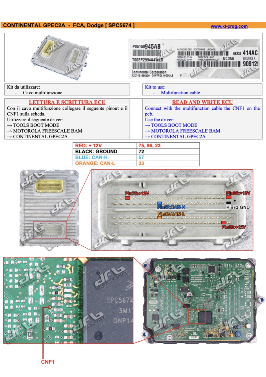 Schemat złącza — CONTINENTAL GPEC2A - FCA, DODGE [ SPC5674 ] · manual DFOX (BAM)