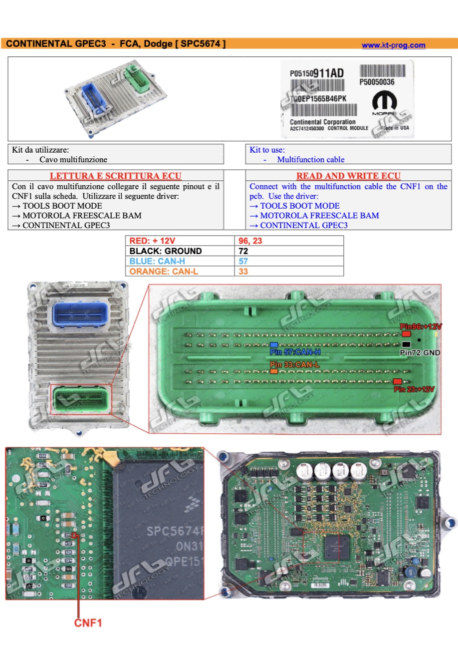 Schemat złącza — CONTINENTAL GPEC3 - FCA, DODGE [ SPC5674 ] · manual DFOX (BAM)