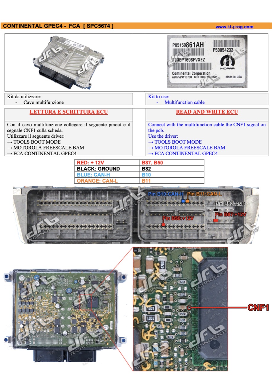 Schemat złącza — CONTINENTAL GPEC4 - FCA [ SPC5674 ] · manual DFOX (BAM)