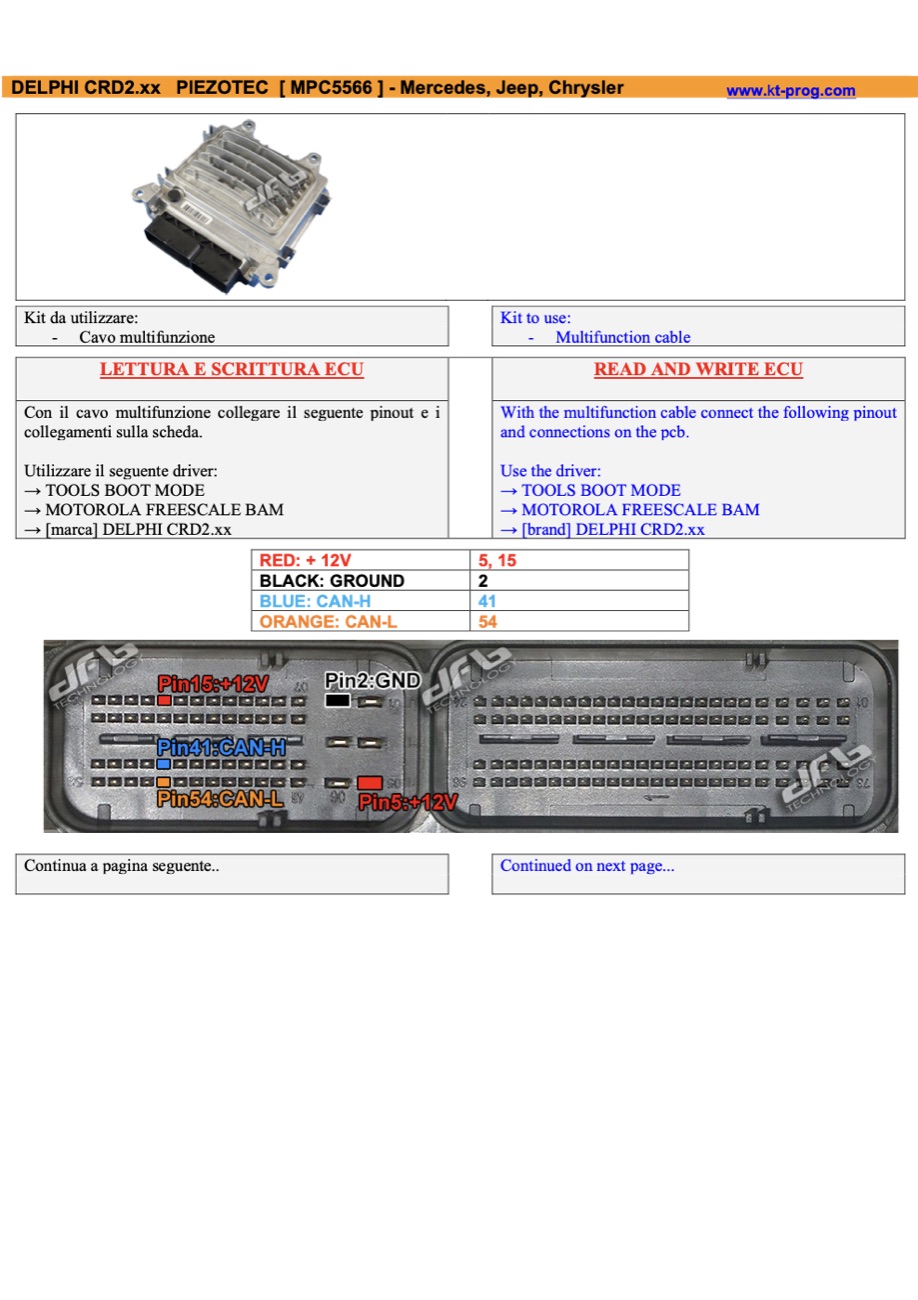 Schemat złącza — DELPHI CRD2.XX PIEZOTEC [ MPC5566 ] - MERCEDES, JEEP, CHRYSLER · manual DFOX (BA