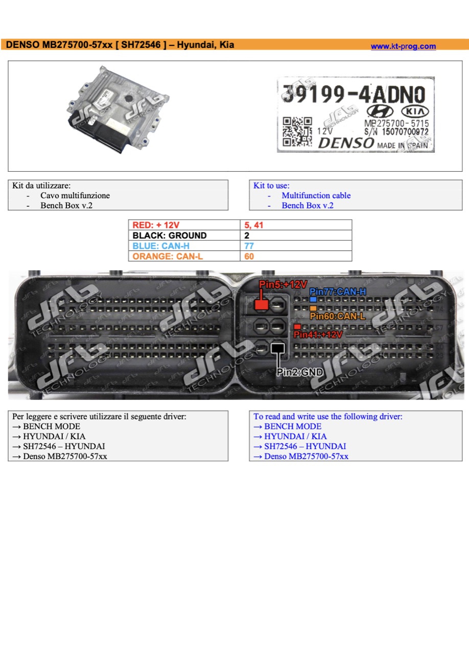 Podłączenie — DENSO MB275700-57XX [ SH72546 ] – HY (BENCH)