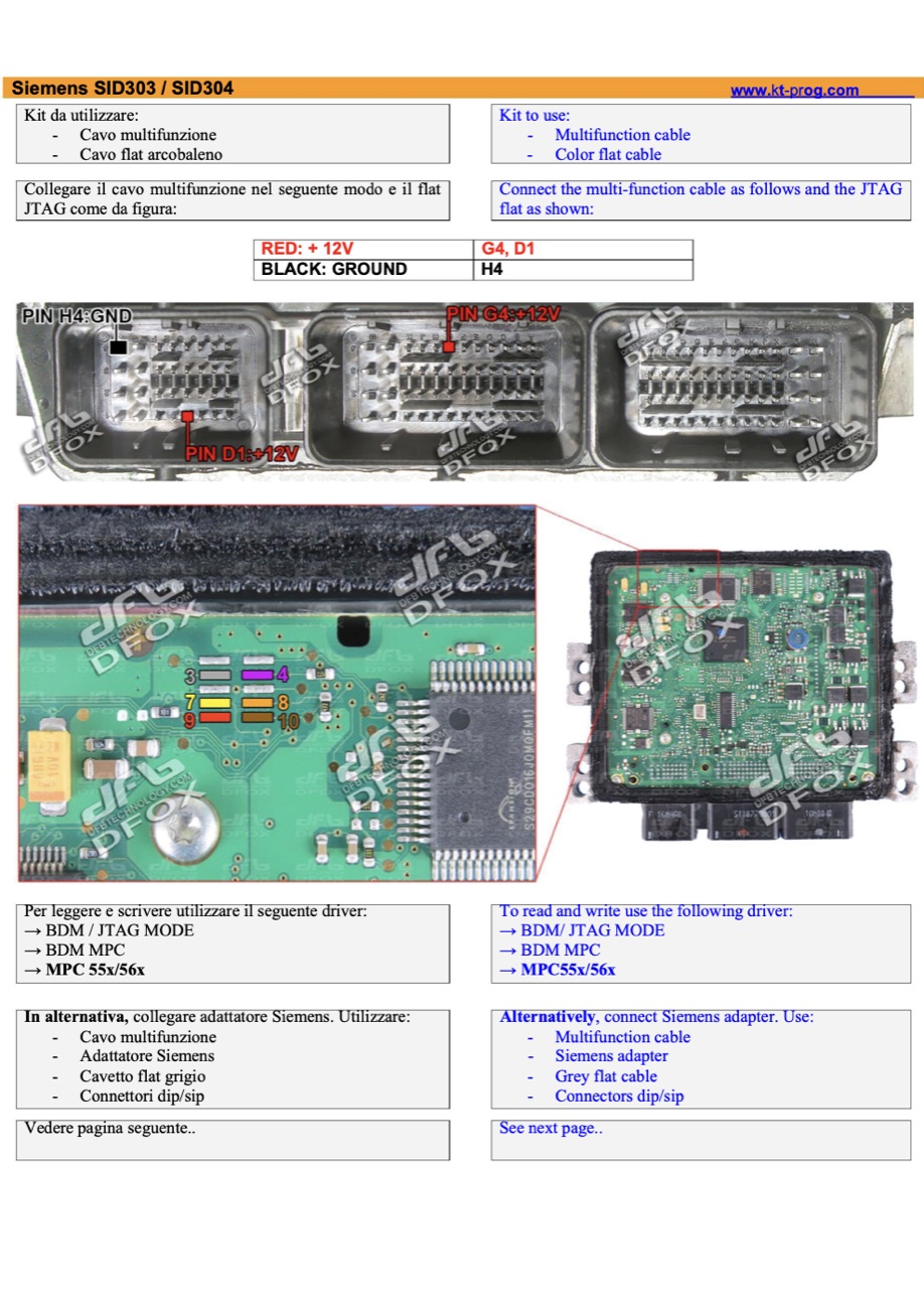 Schemat złącza — SIEMENS SID303 / SID304 · manual DFOX (MPC55X)