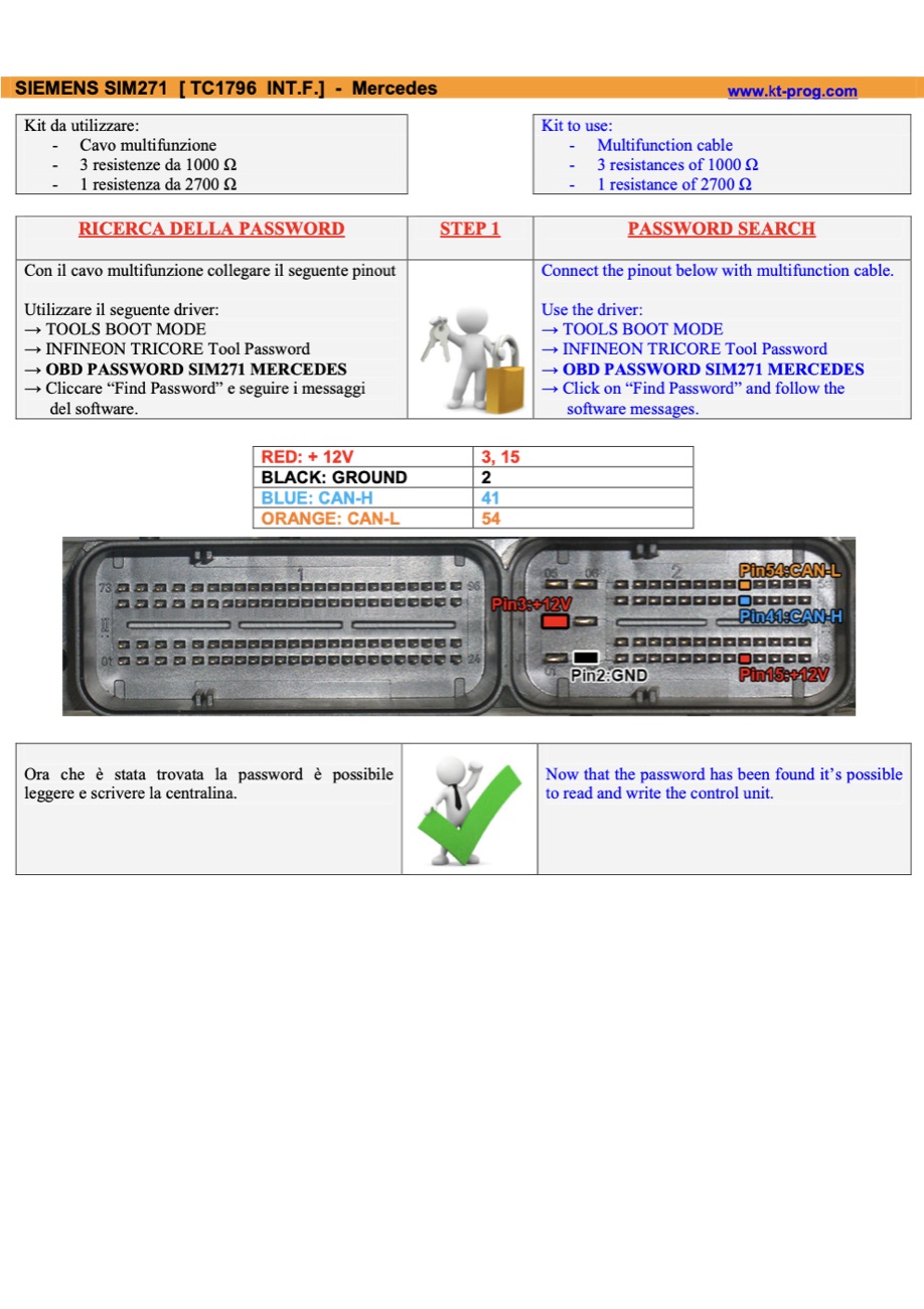 Schemat złącza — SIEMENS SIM271 [ TC1796 INT.F.] - MERCEDES · manual DFOX (TRICORE)
