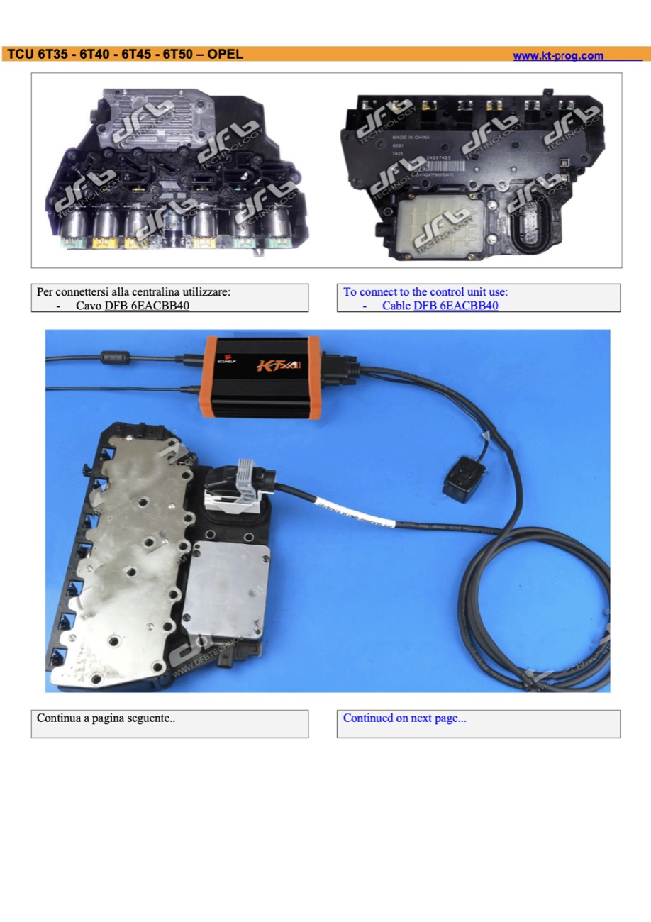 Schemat złącza — TCU 6T35 - 6T40 - 6T45 - 6T50 – OPEL · manual DFOX (OPEL)