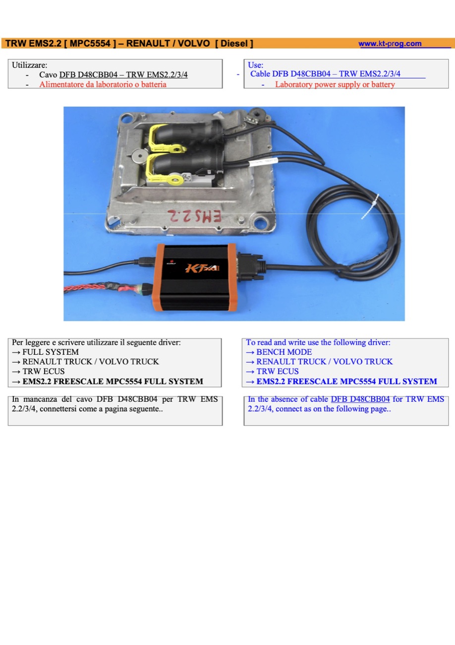 Podłączenie — TRW EMS2.2 [ MPC5554 ] – RENAULT / V (BENCH)