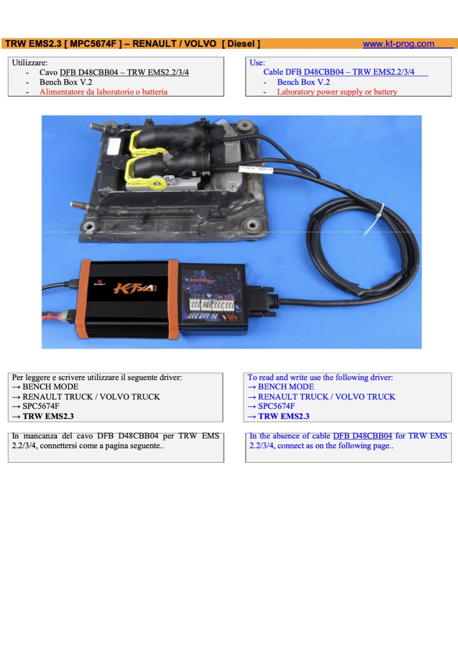 Podłączenie — TRW EMS2.3 [ MPC5674F ] – RENAULT /  (BENCH)