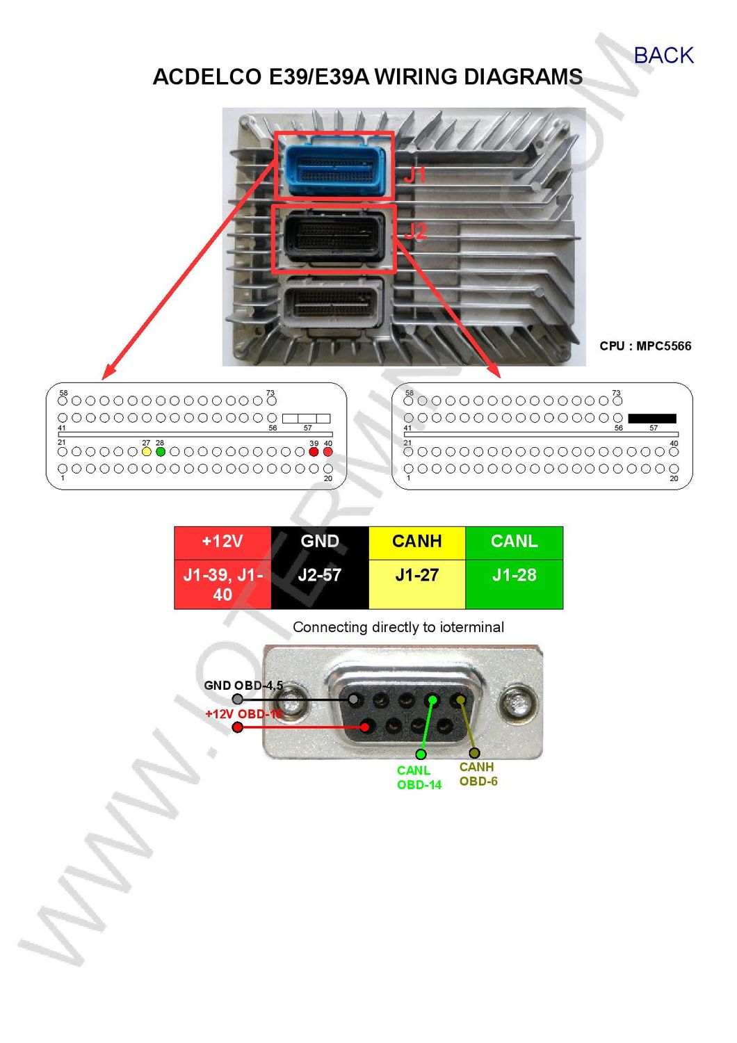 Schemat złącza — AC DELCO E39 E39A