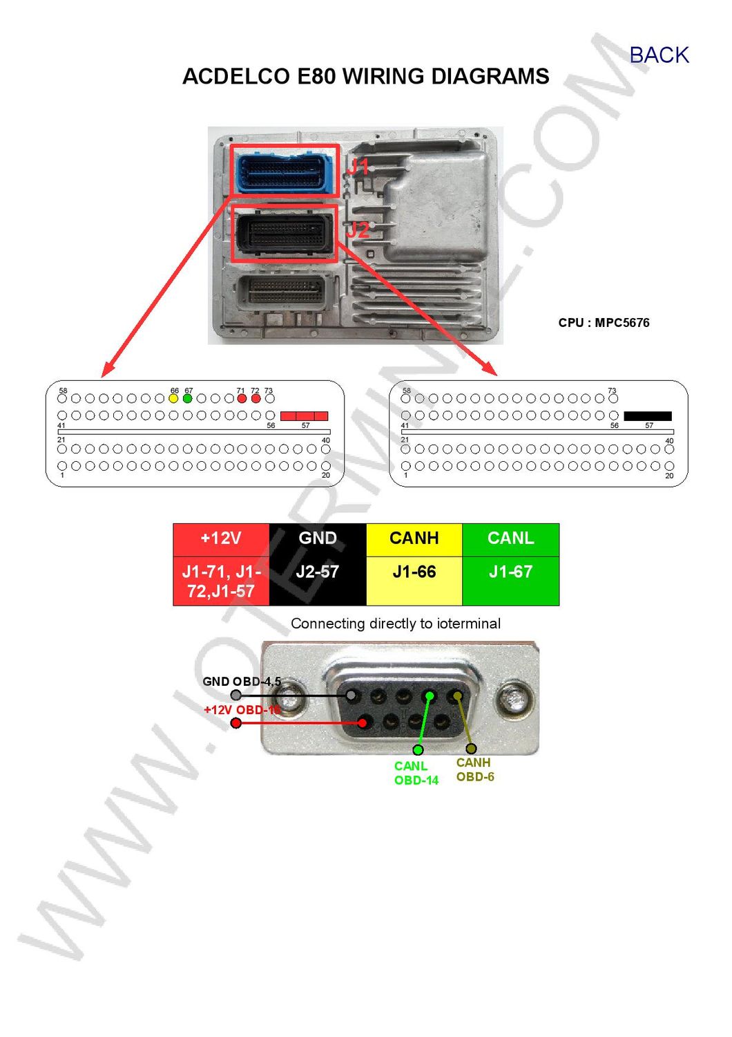 Schemat złącza — AC DELCO E80