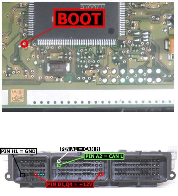 Schemat złącza — EDC17C11 TC1766 BOOT