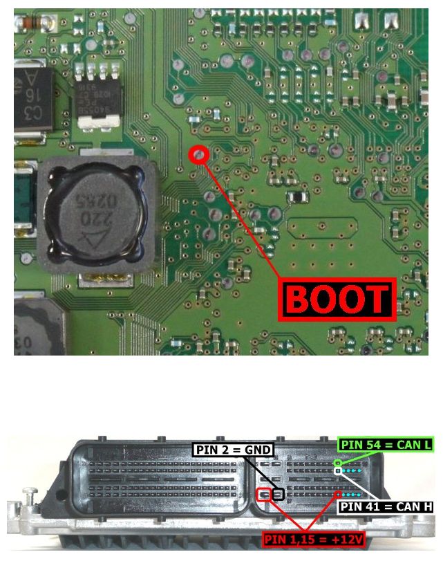 Schemat złącza — EDC17C43 TC1797 BOOT