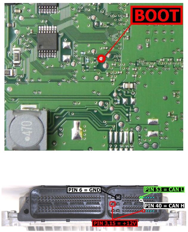 Schemat złącza — EDC17CP11 TC1796 BOOT