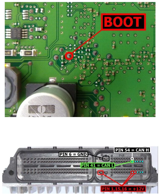 Schemat złącza — EDC17CP16 TC1796 BOOT