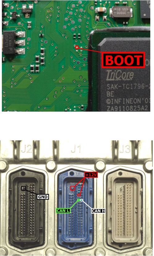 Schemat złącza — EDC17CP18 TC1796 BOOT