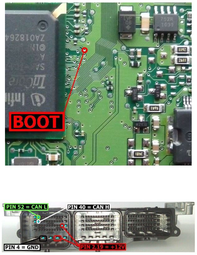 Schemat złącza — EDC17CP42 TC1797 BOOT