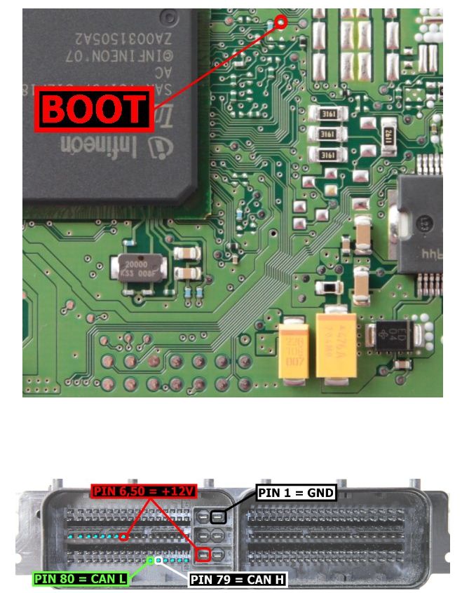 Schemat złącza — EDC17CP44 TC1797 BOOT